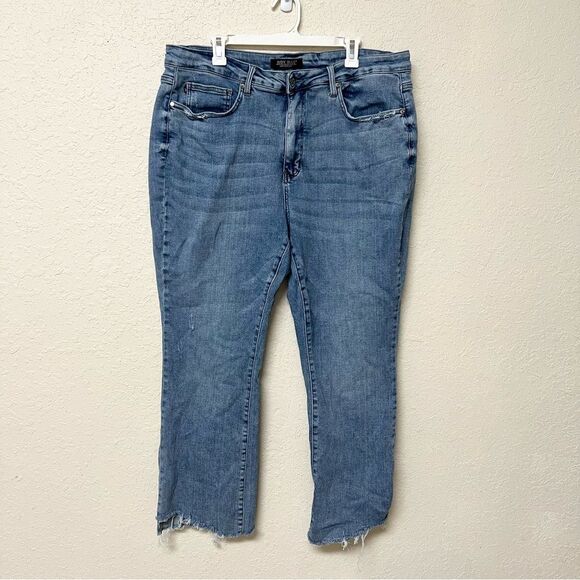 Judy Blue Bootcut Stretch Womens 22W Distressed Raw Hem Relaxed Fit Denim Jeans - Picture 1 of 6